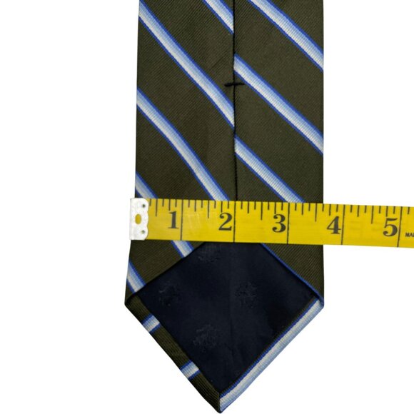 Brooks Brothers Makers Silk Tie Striped Repp Green Blue - Picture 6 of 7